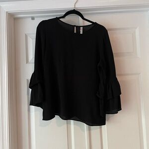 Xhilaration Black Ruffle Sleeve Blouse